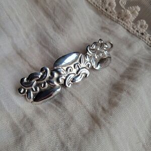 Vintage Taxco Sterling Silver Barrette Silver Stylized Floral Hair Clip TN-27